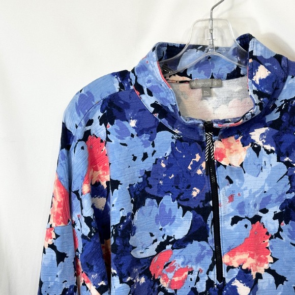 Talbots Plus Size 3XP Pullover Floral Quarter Zip Long Sleeve Sweatshirt 1719 - Picture 4 of 9